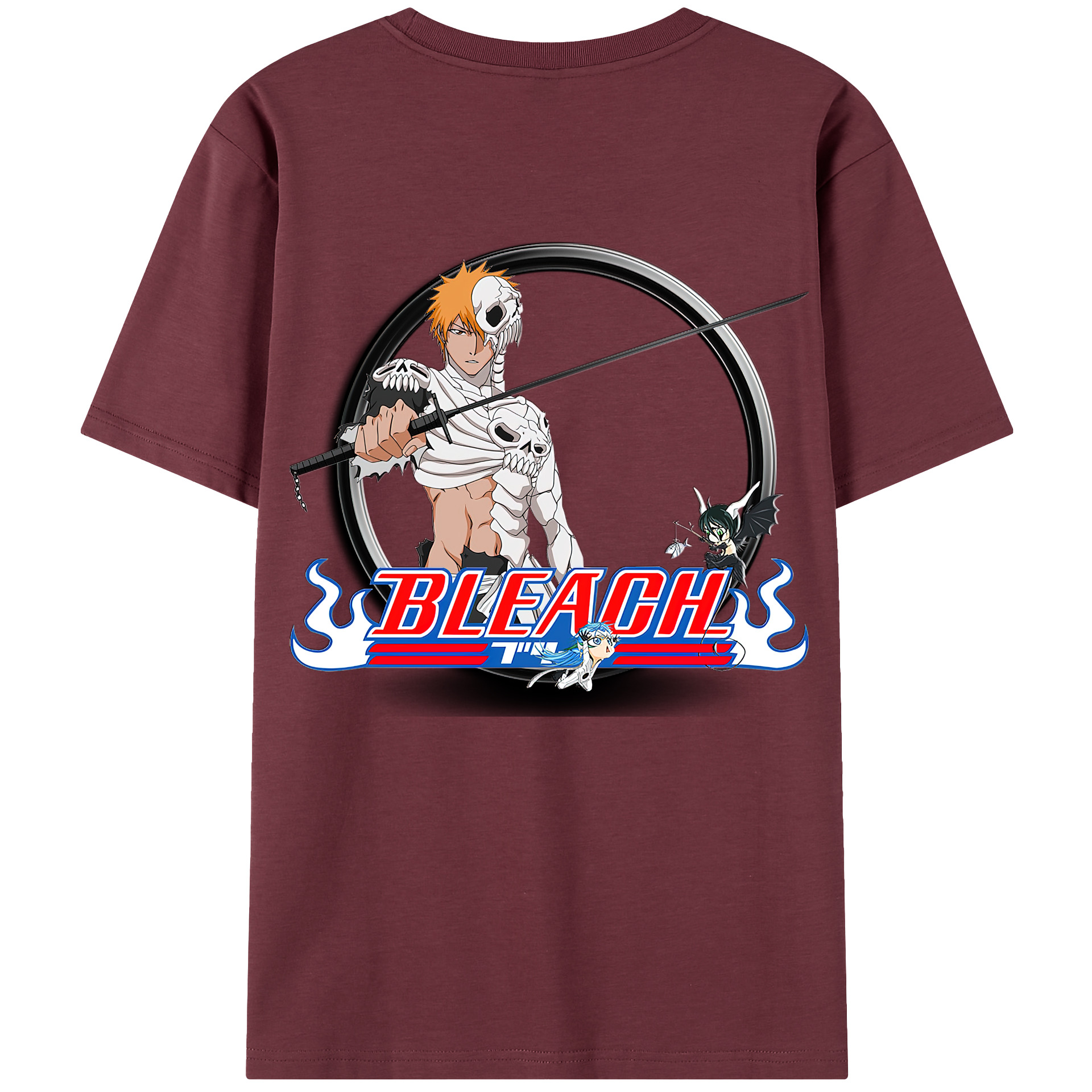 （画像用） ブリーチ 黒崎一護（くろさき いちご）BLEACH Kurosaki Ichigo 綿100％半袖Tシャツ（背面プリント）